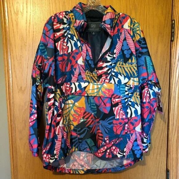 Lauren James multicolored water resistant jacket Kangaroo pouch pocket zipper - Picture 3 of 13